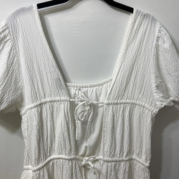 & Other Stories Women’s White Elastic Puff Sleeve ,Tie Back,Midi Dress.Size-US-M - Picture 4 of 12